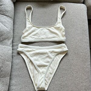 Good American ribbed high cut bikini